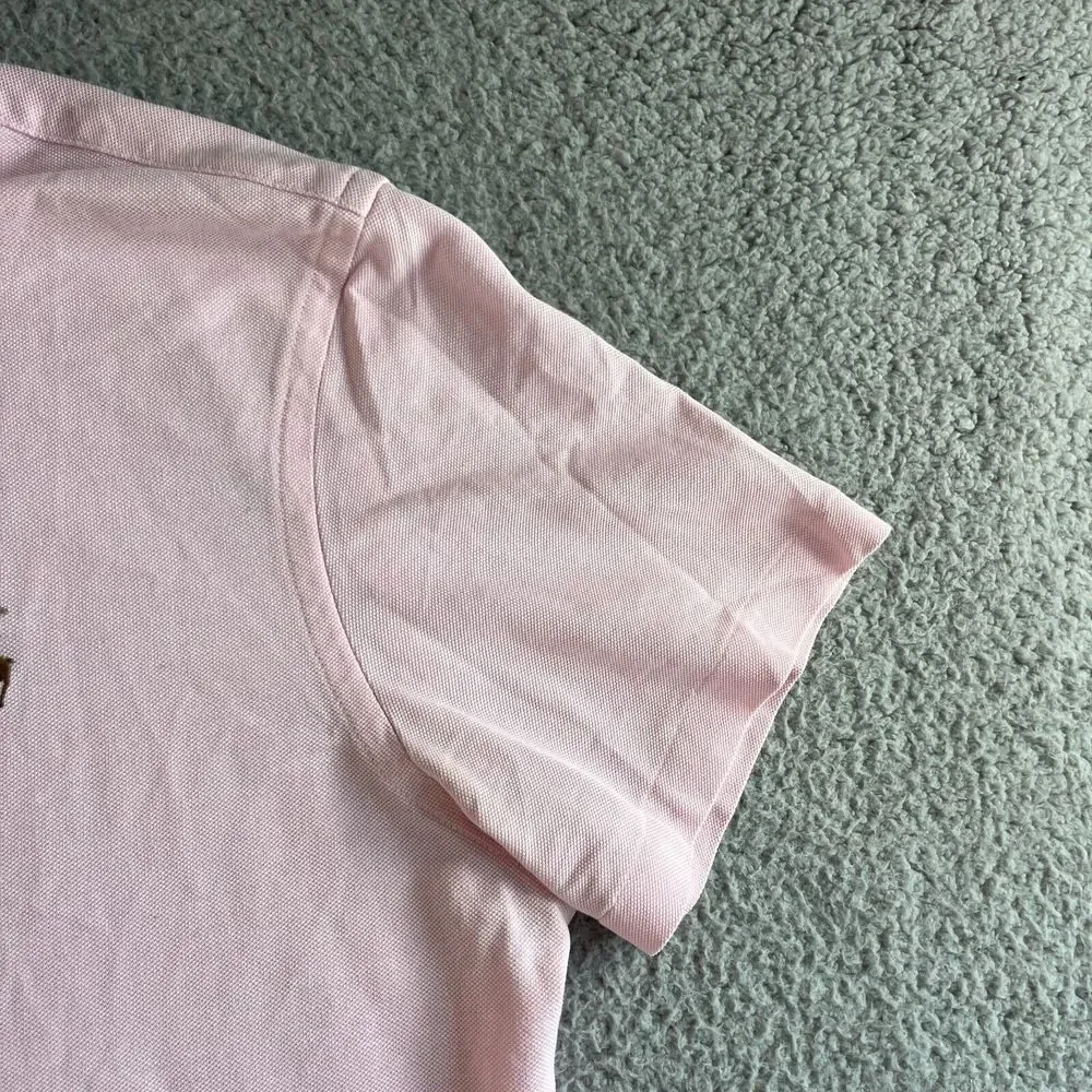 Ralph Lauren Polo Shirt Mens Large‎ Pink Knit Oxford Casual Preppy Button Down